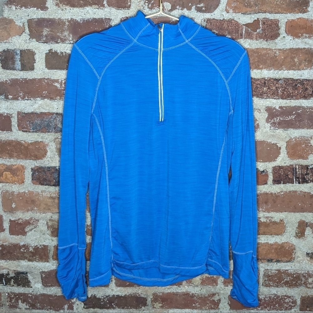 Kirkland Large‎ Blue Long Sleeve Pullover Quarter Zip Sweater w/ Thumb Holes